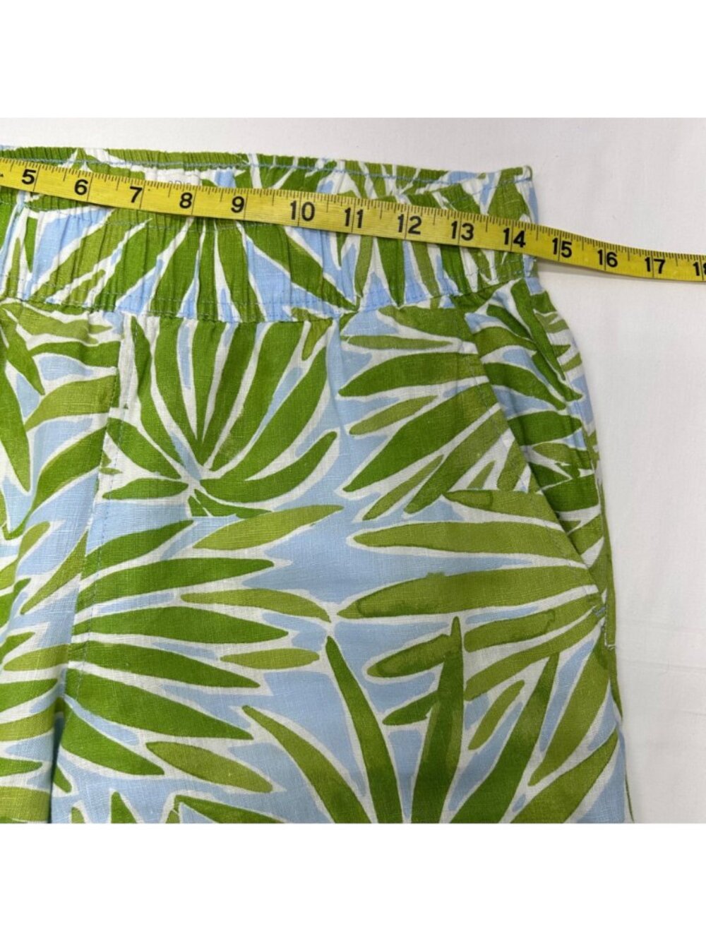 Sigrid Olsen Tropical Leaf Print Linen Top & Wide-Leg Pants Set Green & Blue S - Picture 12 of 16